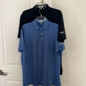 Two (2) Peter Millar Summer Comfort Blue Golf Polo Shirt M Golf Pride Grips